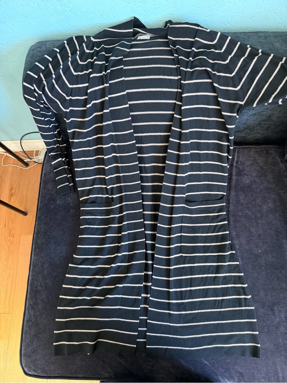a new day Striped Knit Cardigan in black & beige.